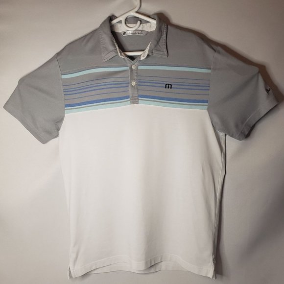 Travis Mathew White & Grey Short Sleeve Golf Polo - Picture 2 of 5